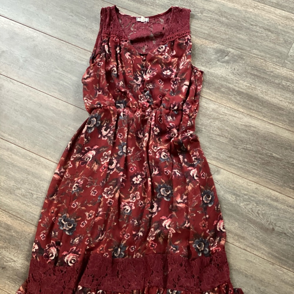Red Lace Flower Dress